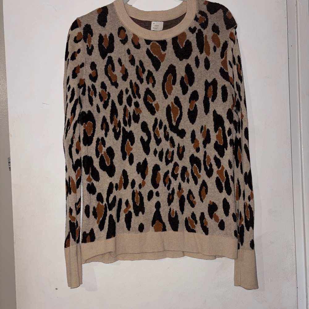 a new day Animal Print Sweater - Tan and Black